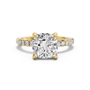 Image for Cushion Classic Basket Ring with French Pave band