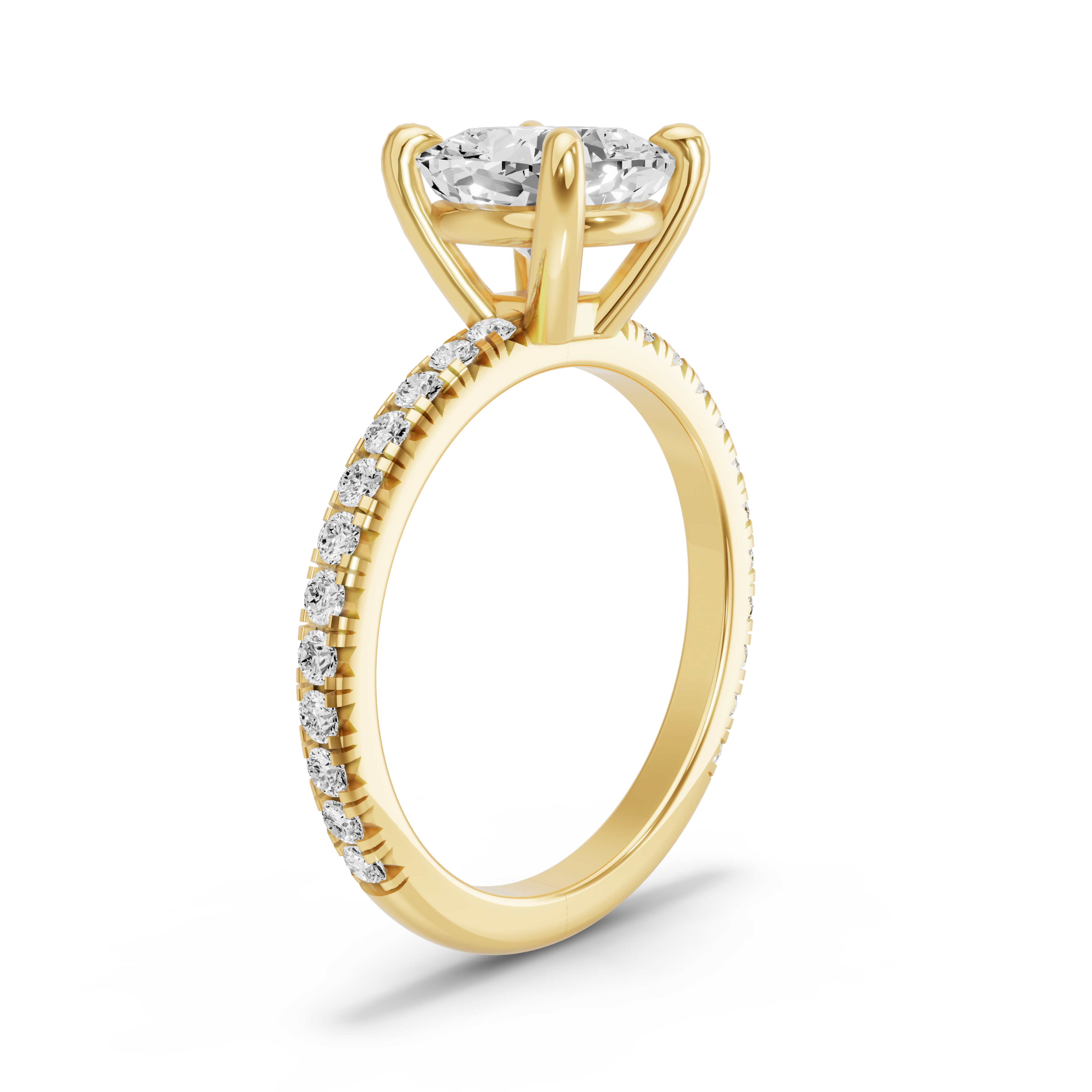 Image for Cushion Classic Basket Ring with French Pave band in 14K Yellow Gold