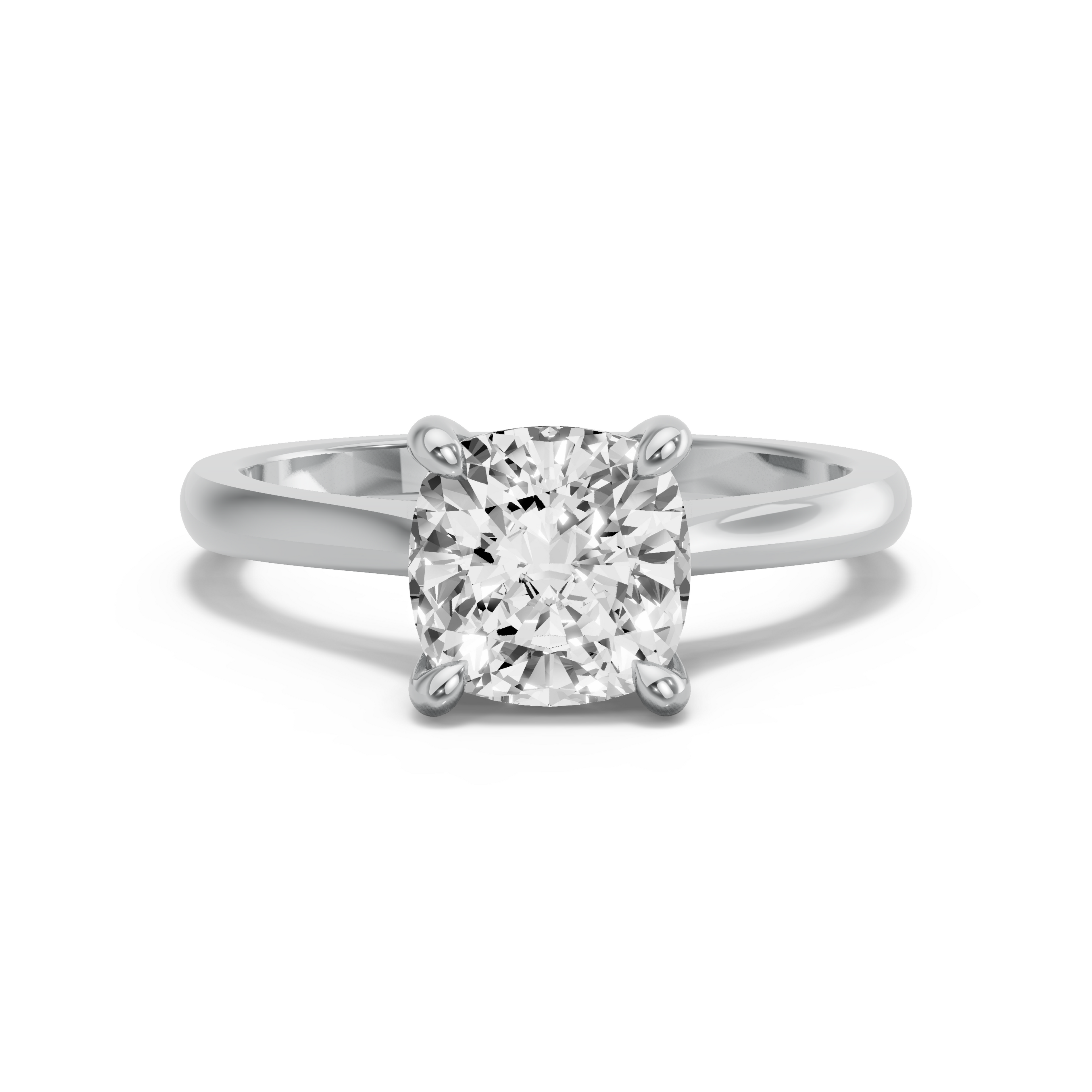 Image for Cushion Classic Basket Ring with Knife Edge Cathedral band in 18K White Gold