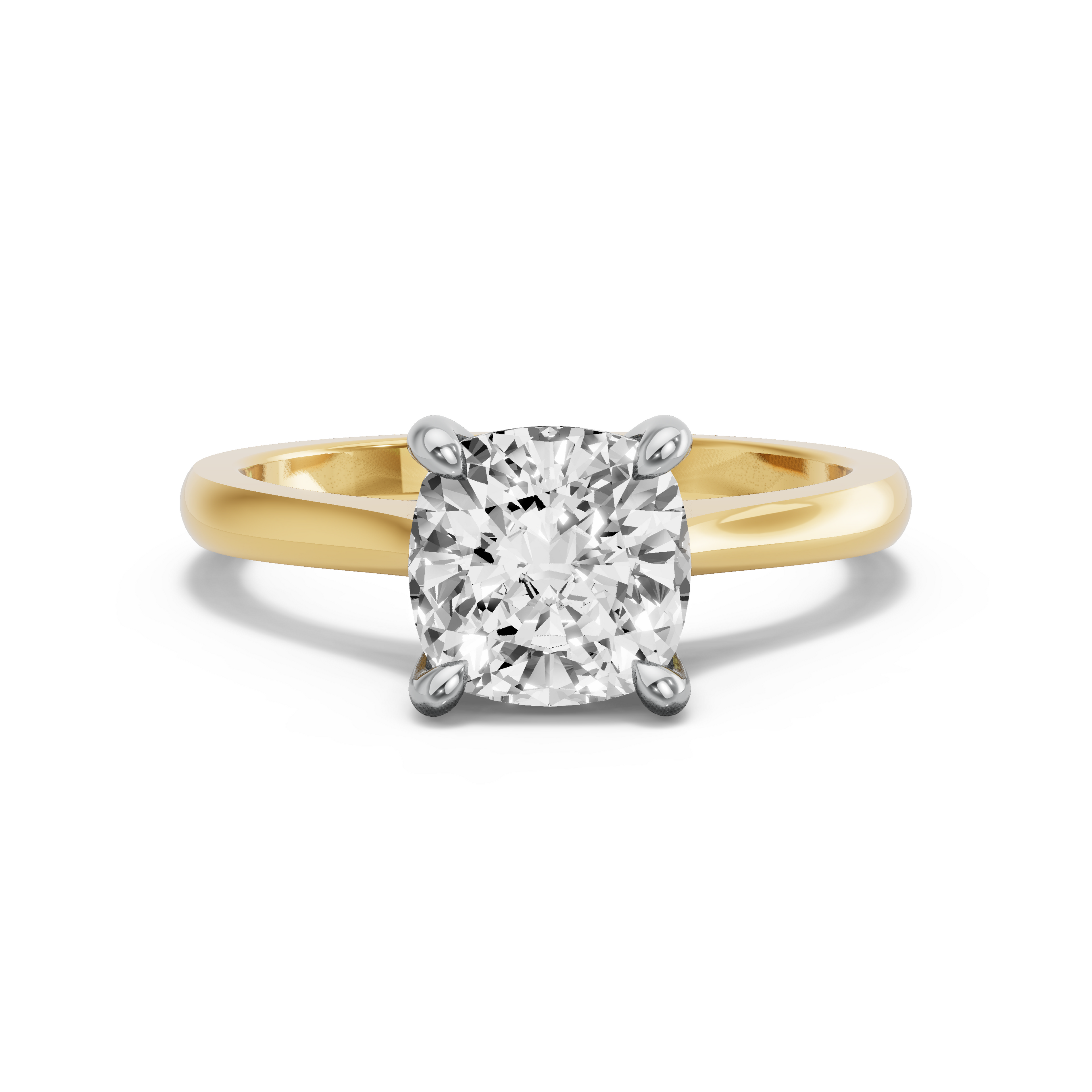 Image for Cushion Classic Basket Ring with Knife Edge Cathedral band in 10K Two Tone Yellow Gold