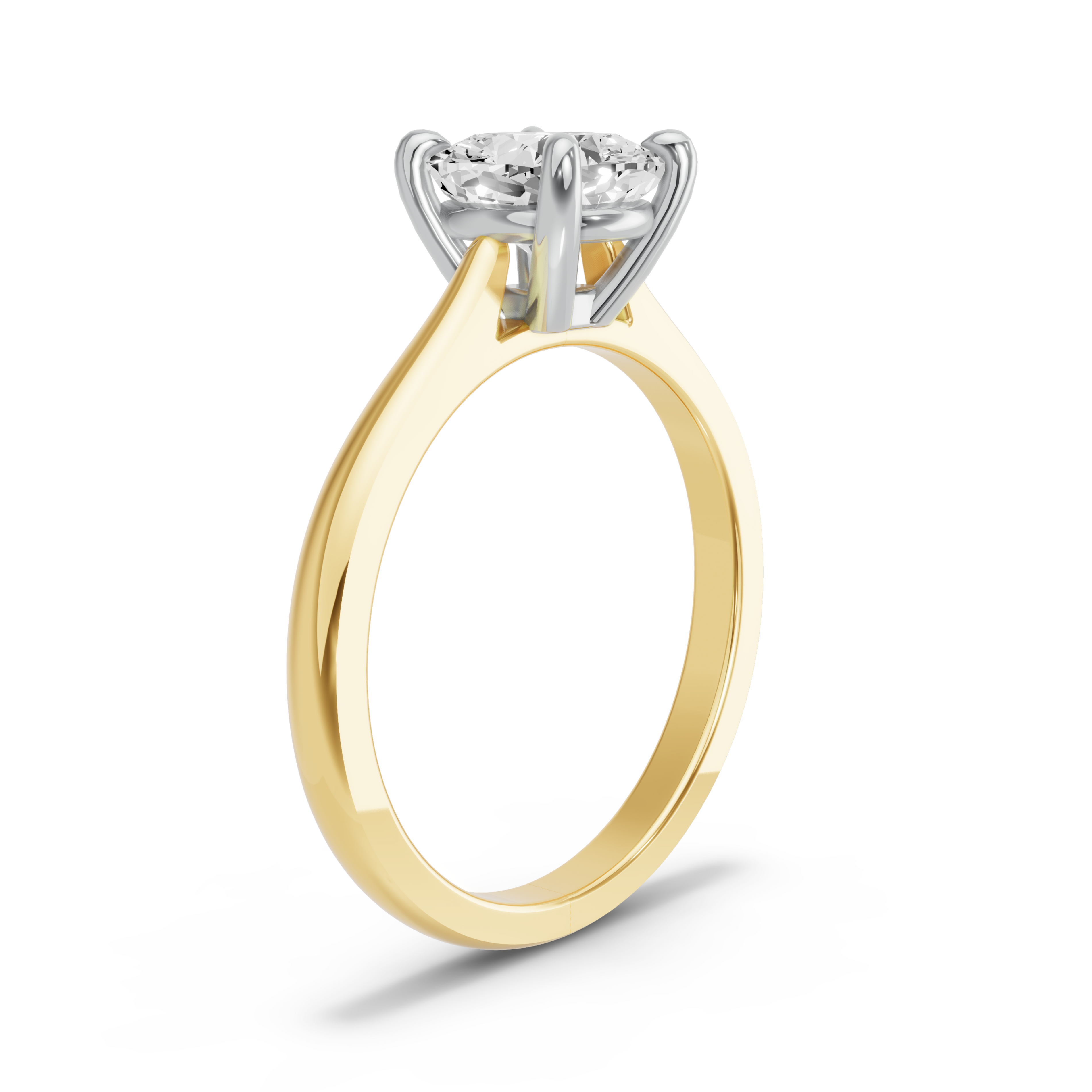 Image for Cushion Classic Basket Ring with Knife Edge Cathedral band in 10K Two Tone Yellow Gold