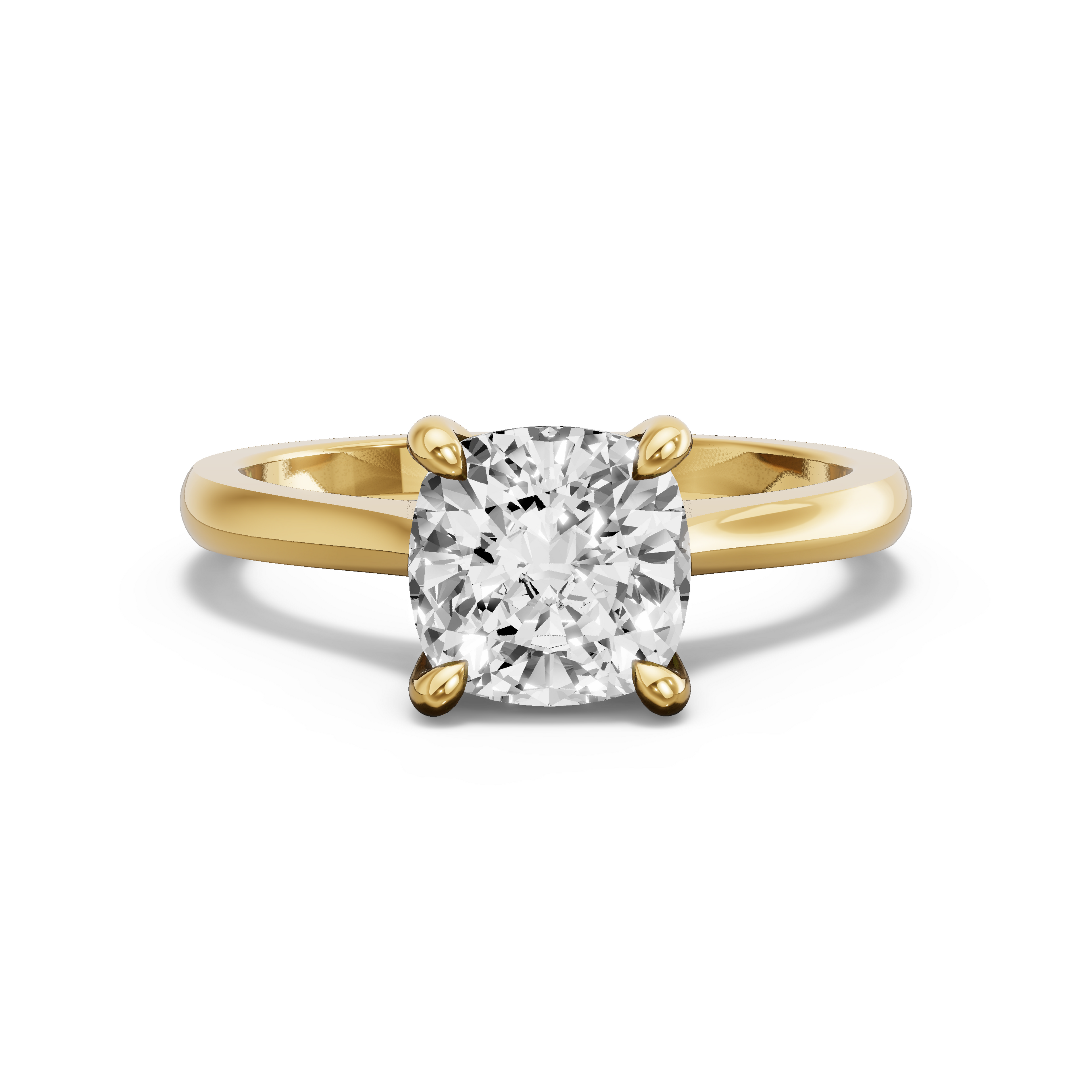 Image for Cushion Classic Basket Ring with Knife Edge Cathedral band in 14K Yellow Gold