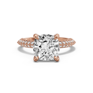 Image for Cushion Classic Basket Ring with Knife Edge Pave band