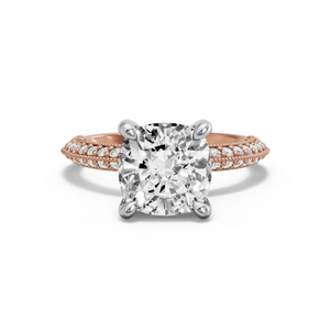 Image for Cushion Classic Basket Ring with Knife Edge Pave band
