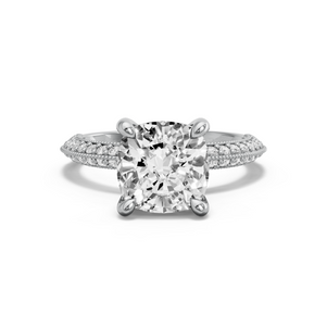 Image for Cushion Classic Basket Ring with Knife Edge Pave band
