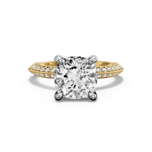 Image for Cushion Classic Basket Ring with Knife Edge Pave band