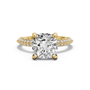 Image for Cushion Classic Basket Ring with Knife Edge Pave band