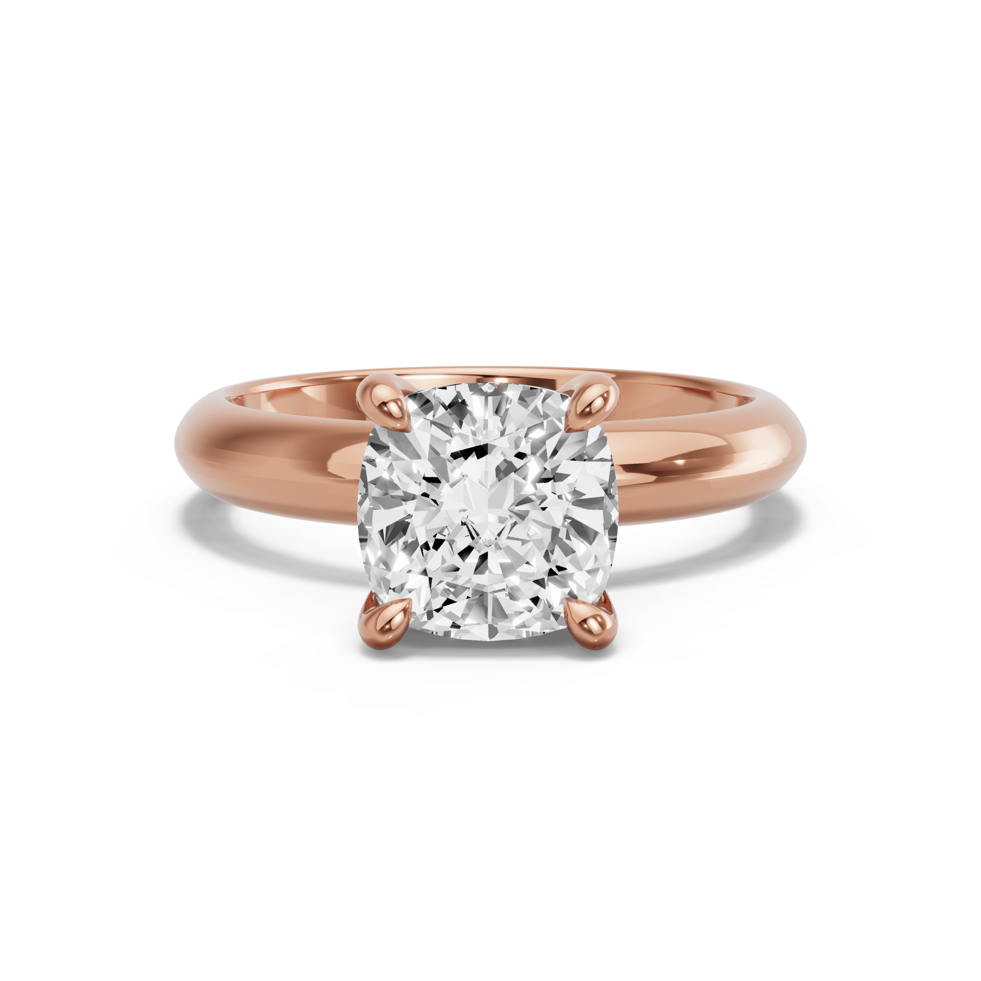 Image for Cushion Classic Basket Ring with Knife Edge Solitaire band in 10K Rose Gold