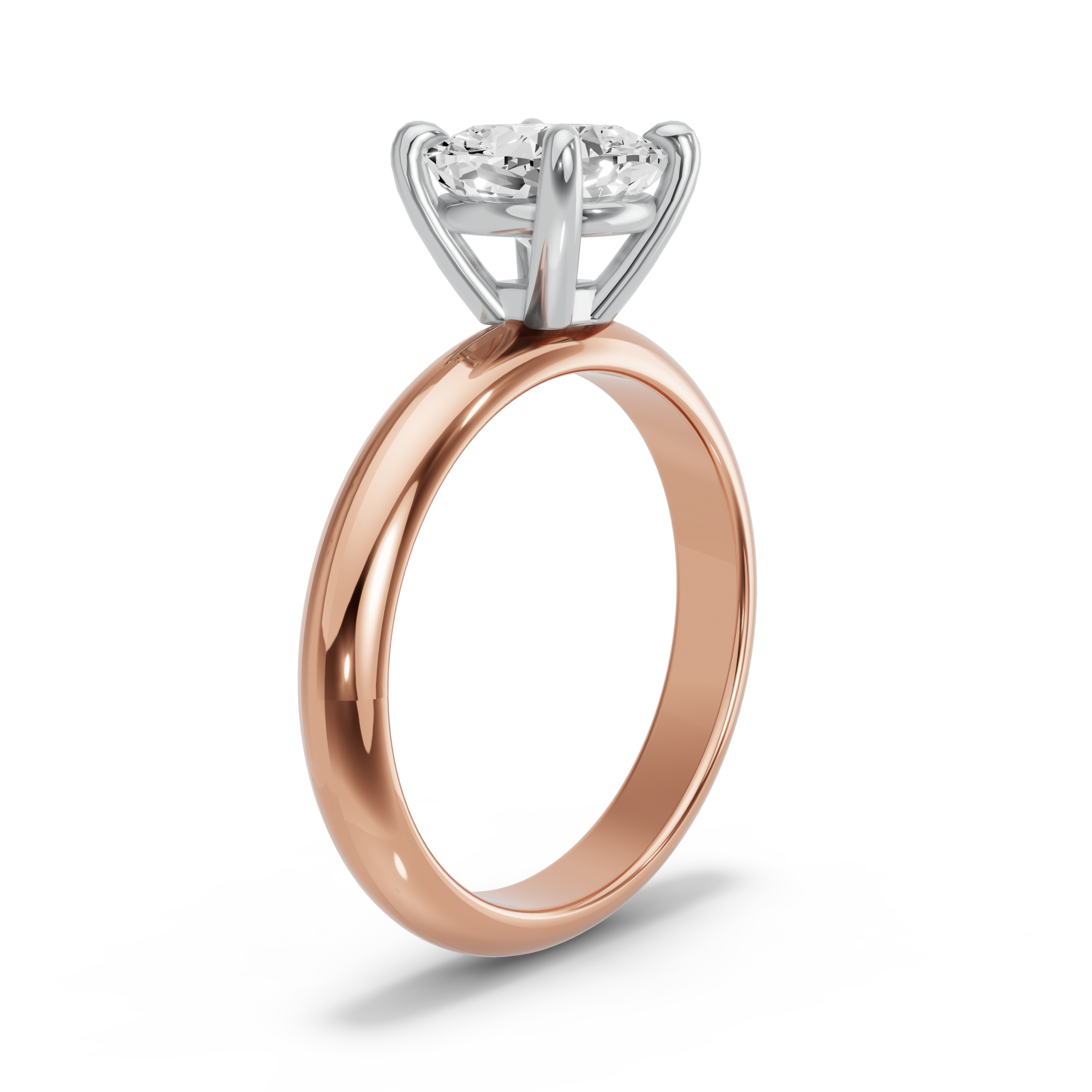 Image for Cushion Classic Basket Ring with Knife Edge Solitaire band in 10K Two Tone Rose Gold