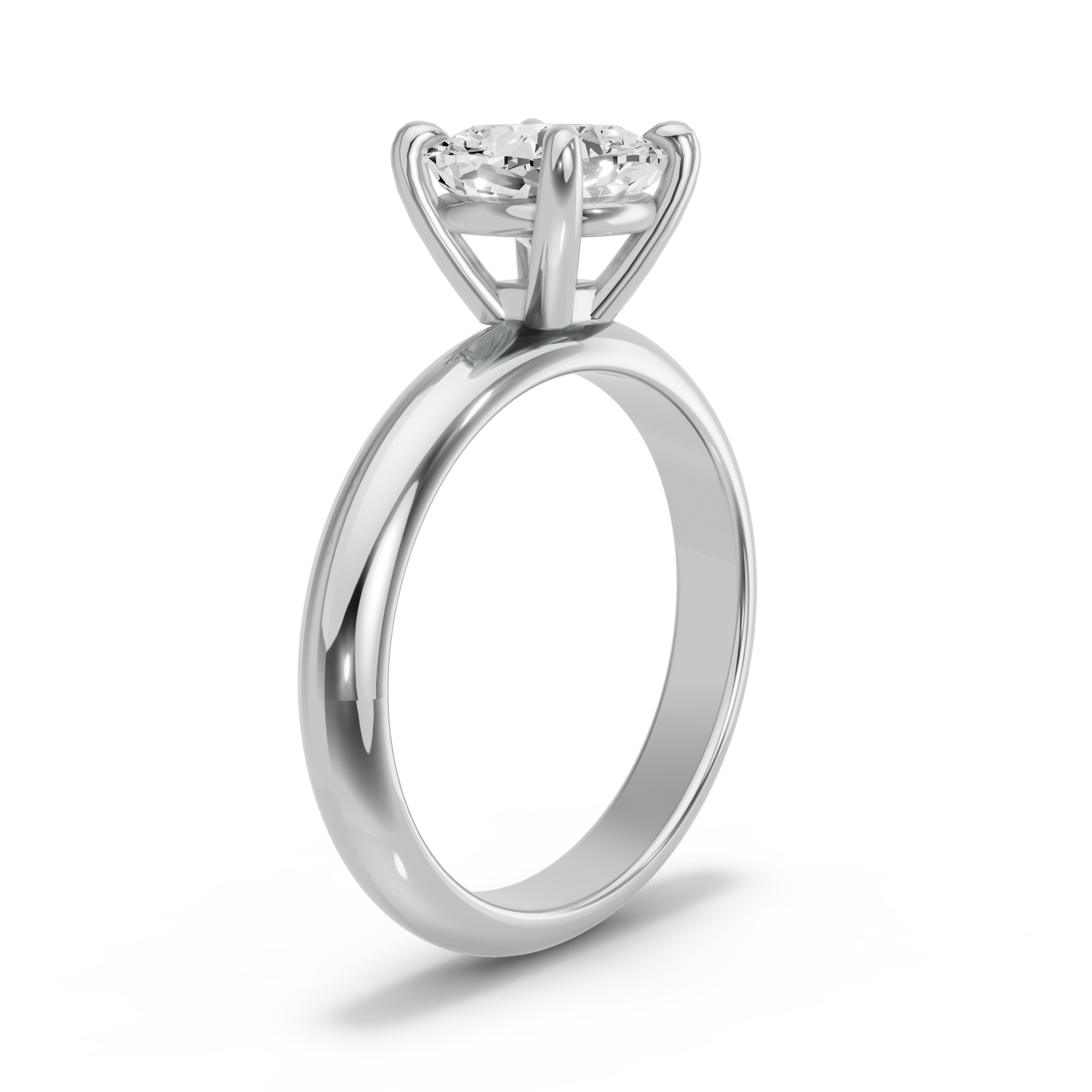 Image for Cushion Classic Basket Ring with Knife Edge Solitaire band in 14K White Gold