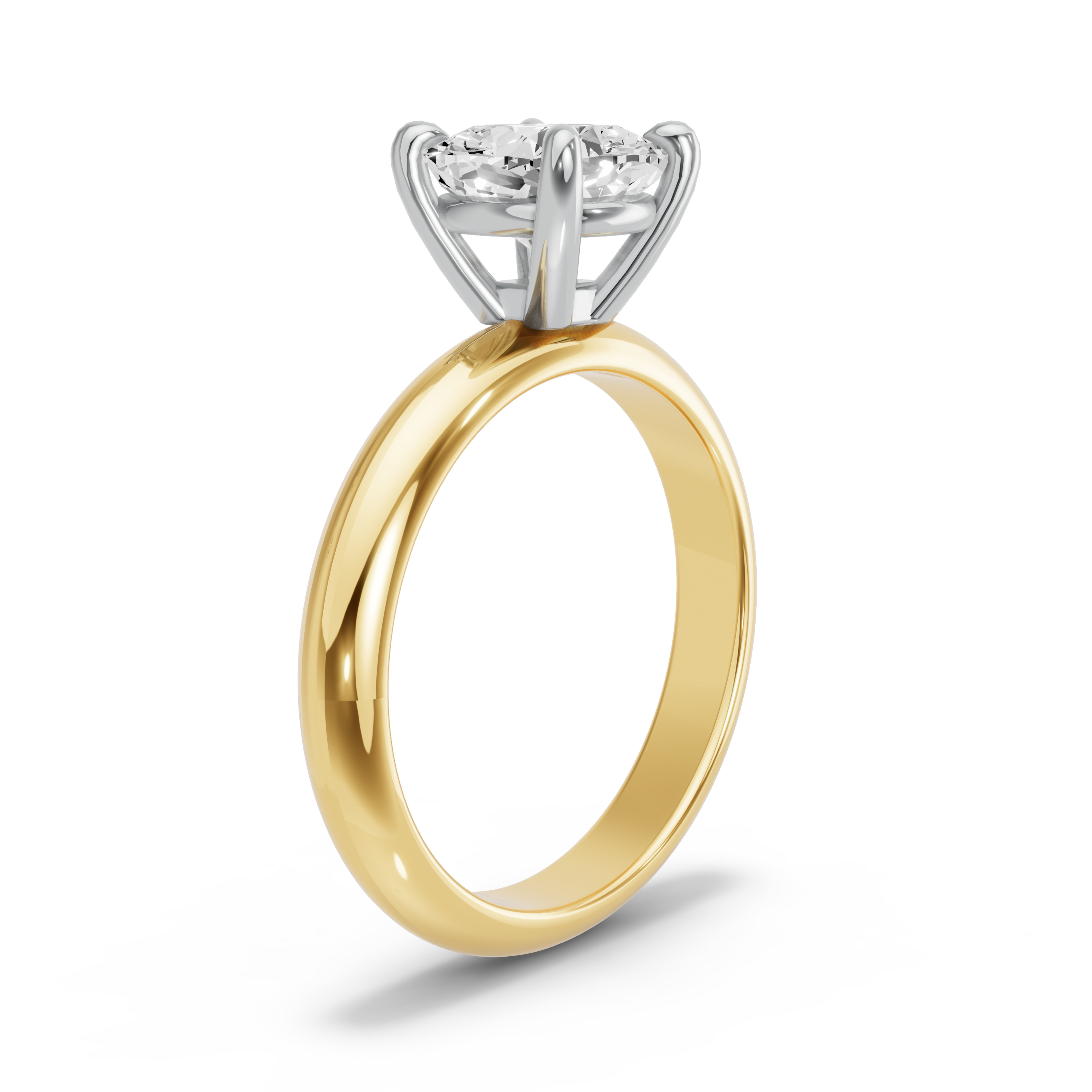 Image for Cushion Classic Basket Ring with Knife Edge Solitaire band in 10K Two Tone Yellow Gold