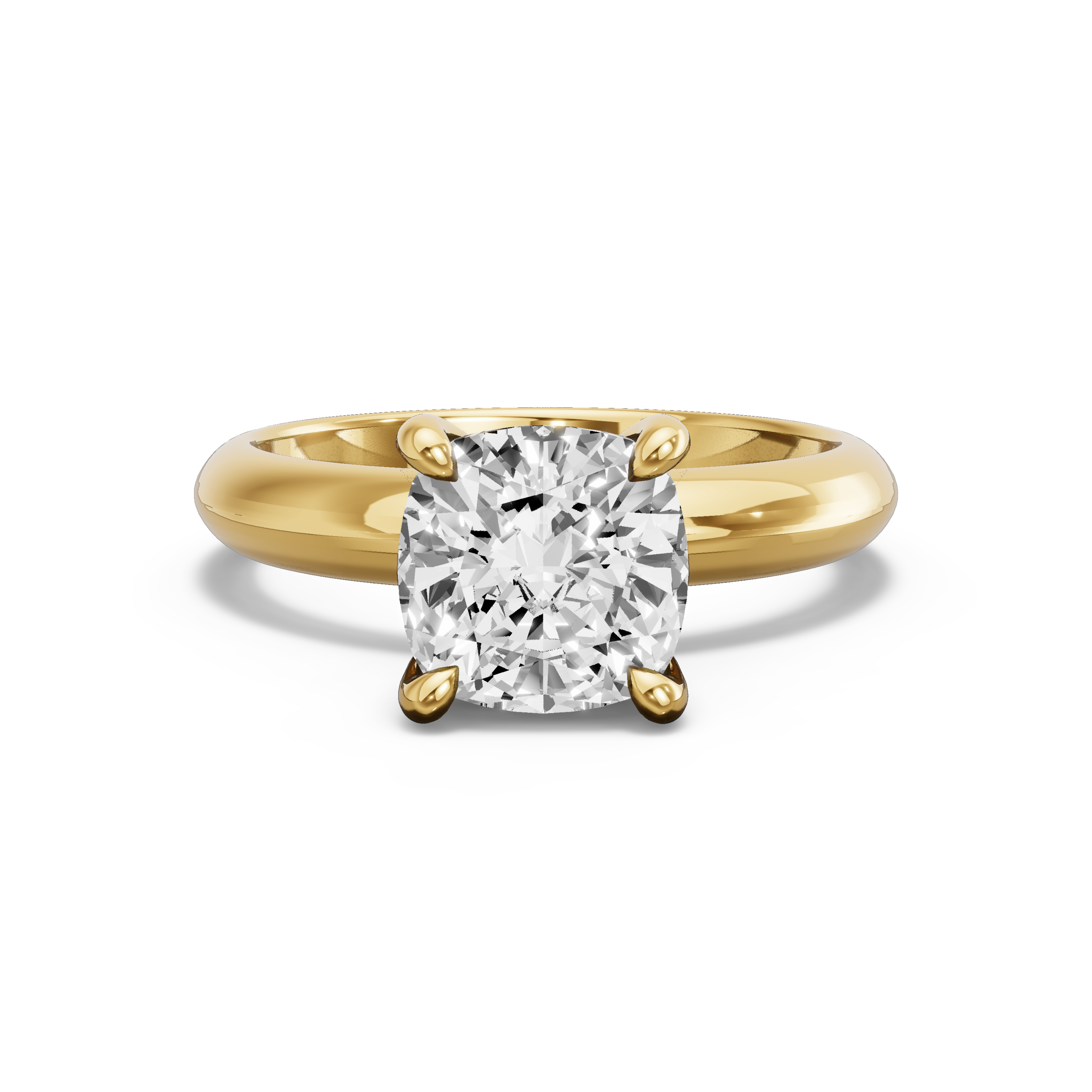 Image for Cushion Classic Basket Ring with Knife Edge Solitaire band in 10K Yellow Gold