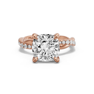 Image for Cushion Classic Basket Ring with Rope Pave band
