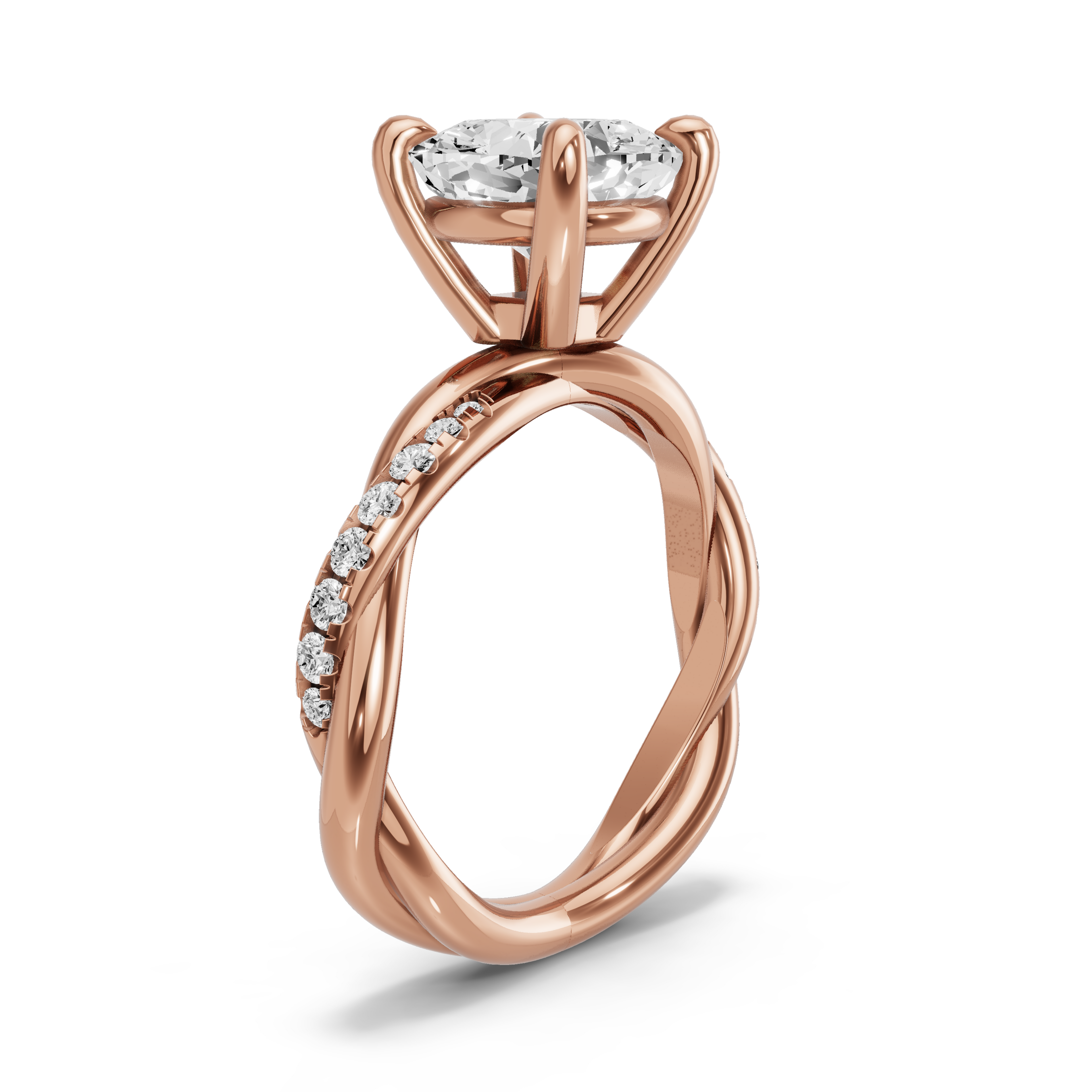 Image for Cushion Classic Basket Ring with Rope Pave band in 10K Rose Gold