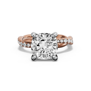 Image for Cushion Classic Basket Ring with Rope Pave band