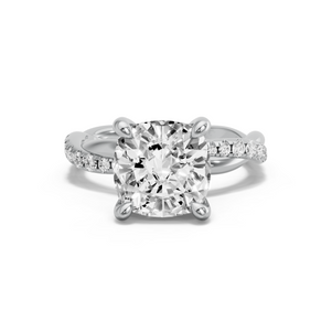 Image for Cushion Classic Basket Ring with Rope Pave band