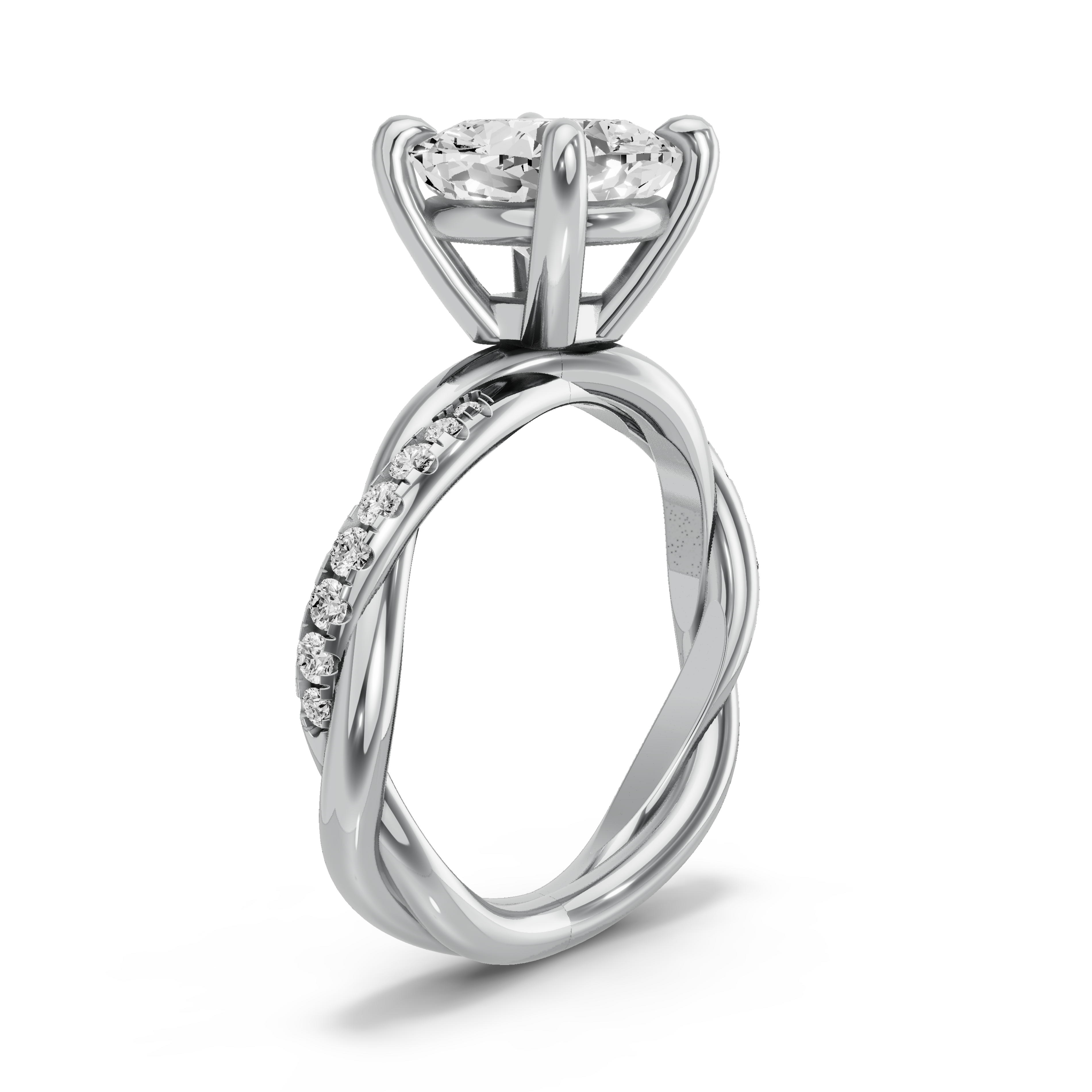 Image for Cushion Classic Basket Ring with Rope Pave band in 950 Platinum