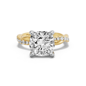 Image for Cushion Classic Basket Ring with Rope Pave band