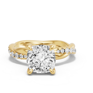 Image for Cushion Classic Basket Ring with Rope Pave band