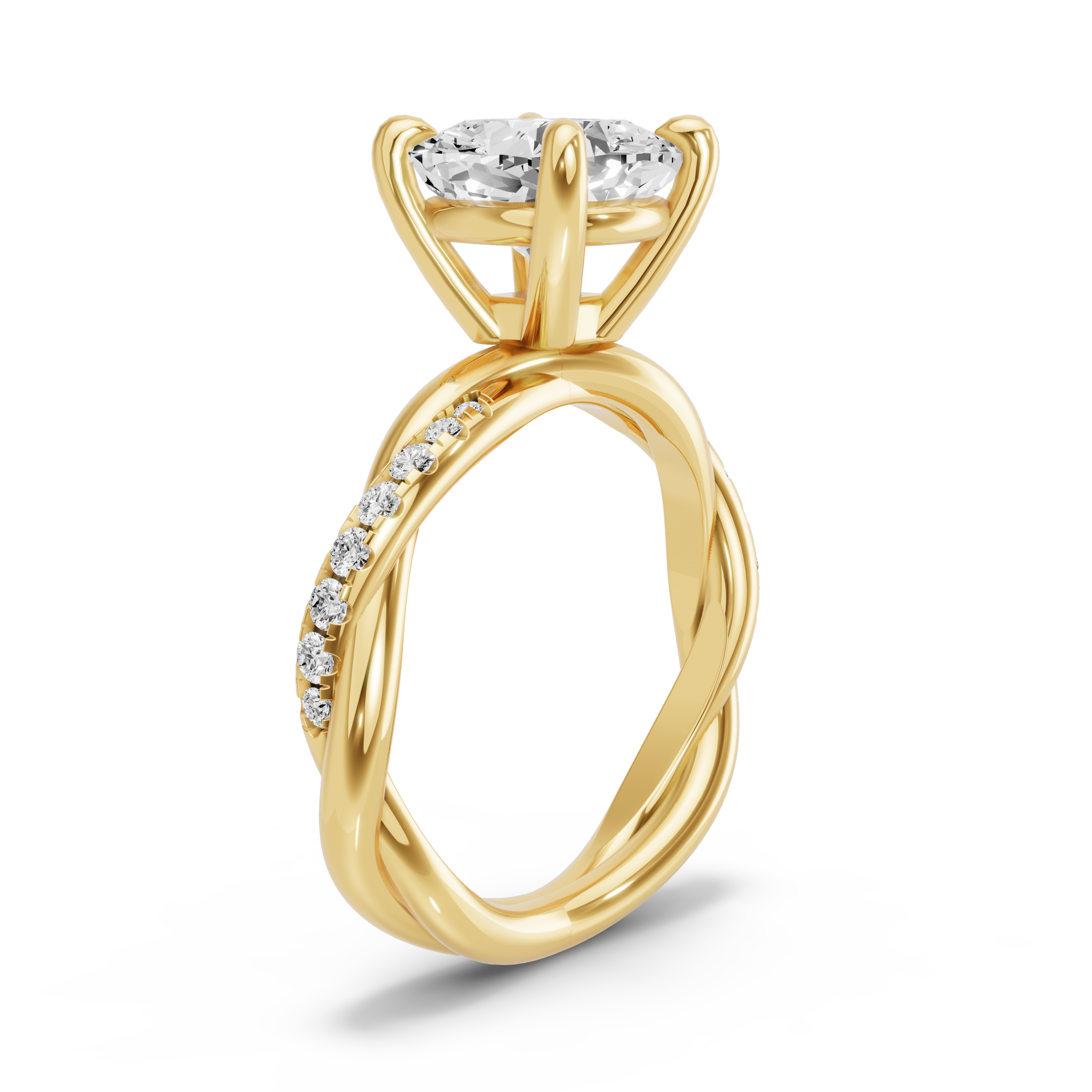 Image for Cushion Classic Basket Ring with Rope Pave band in 10K Yellow Gold