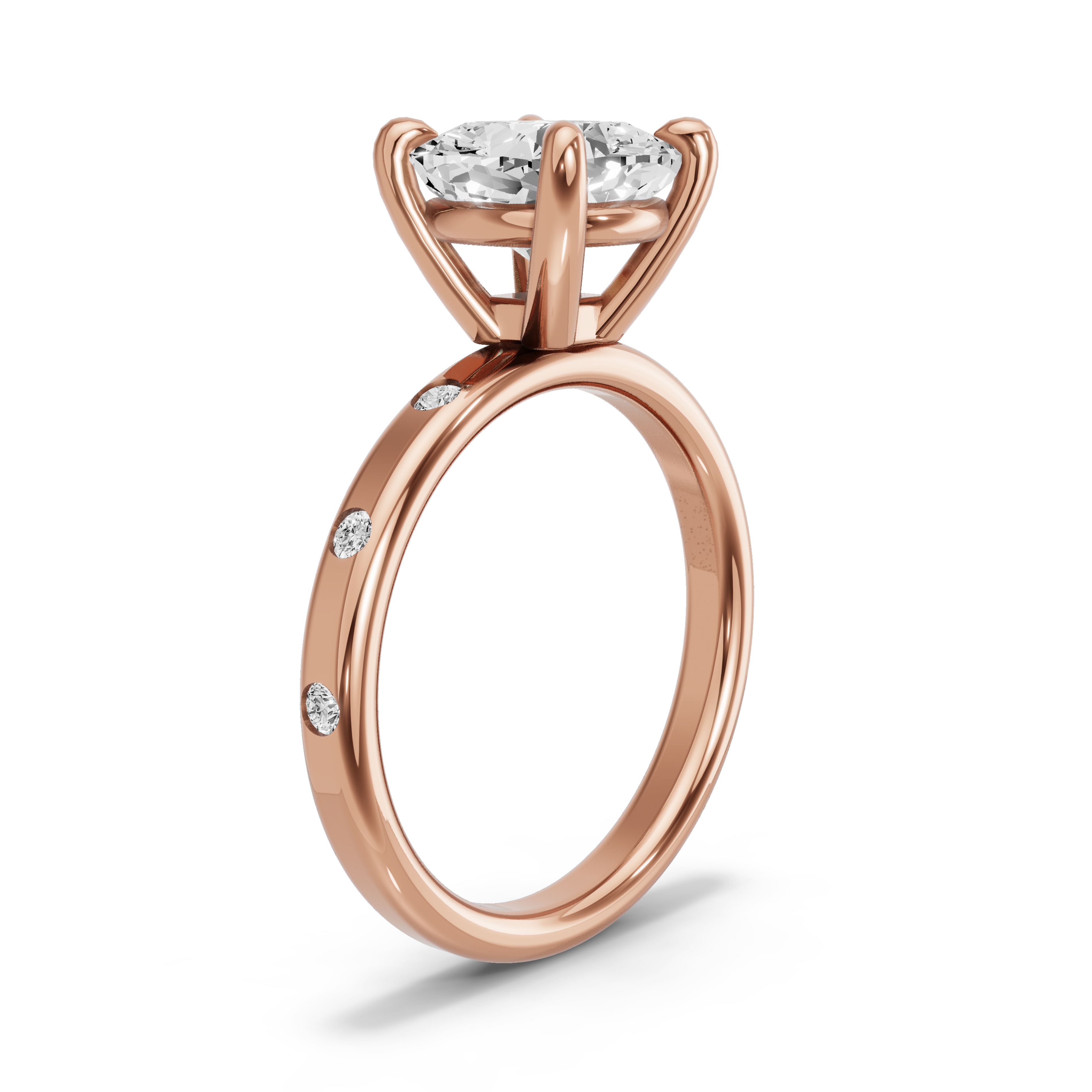 Image for Cushion Classic Basket Ring with Sleek Accent band in 18K Rose Gold