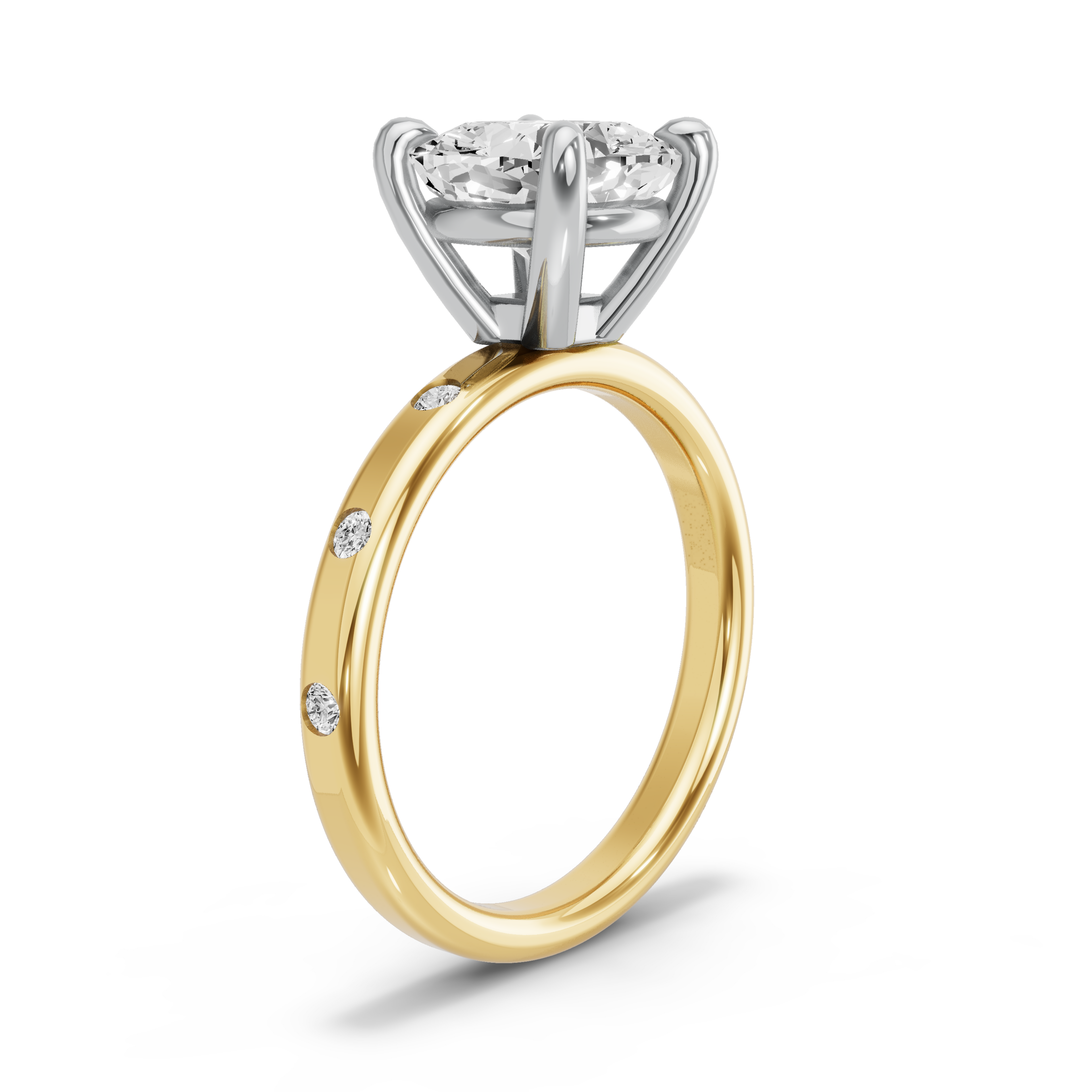 Image for Cushion Classic Basket Ring with Sleek Accent band in 10K Two Tone Yellow Gold