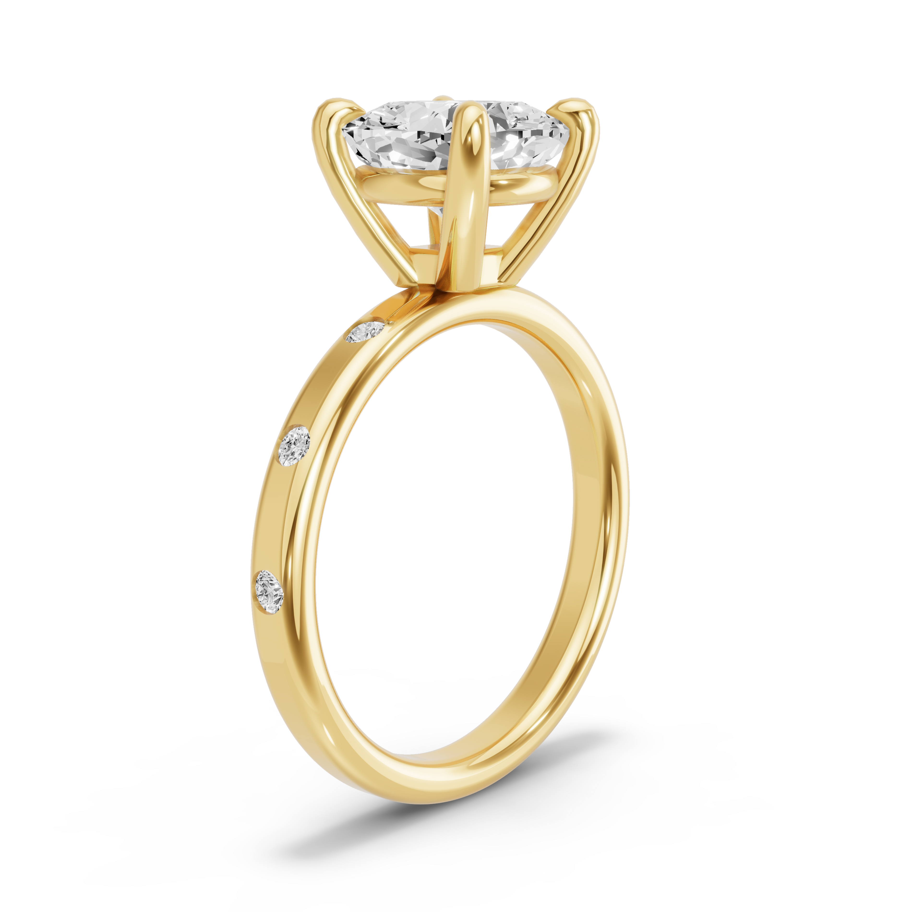 Image for Cushion Classic Basket Ring with Sleek Accent band in 14K Yellow Gold