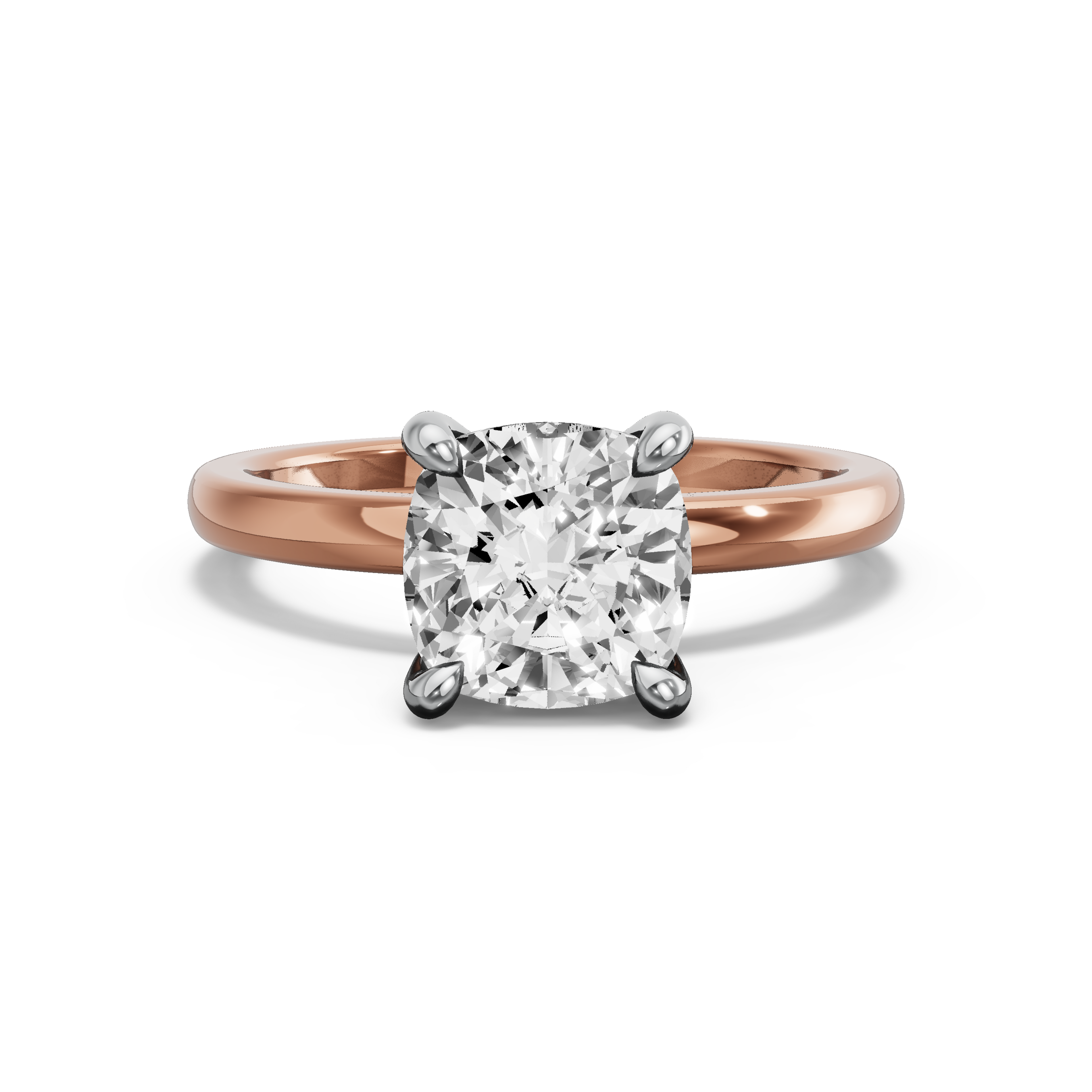 Image for Cushion Classic Basket Ring with Solitaire band in 14K Two Tone Rose Gold