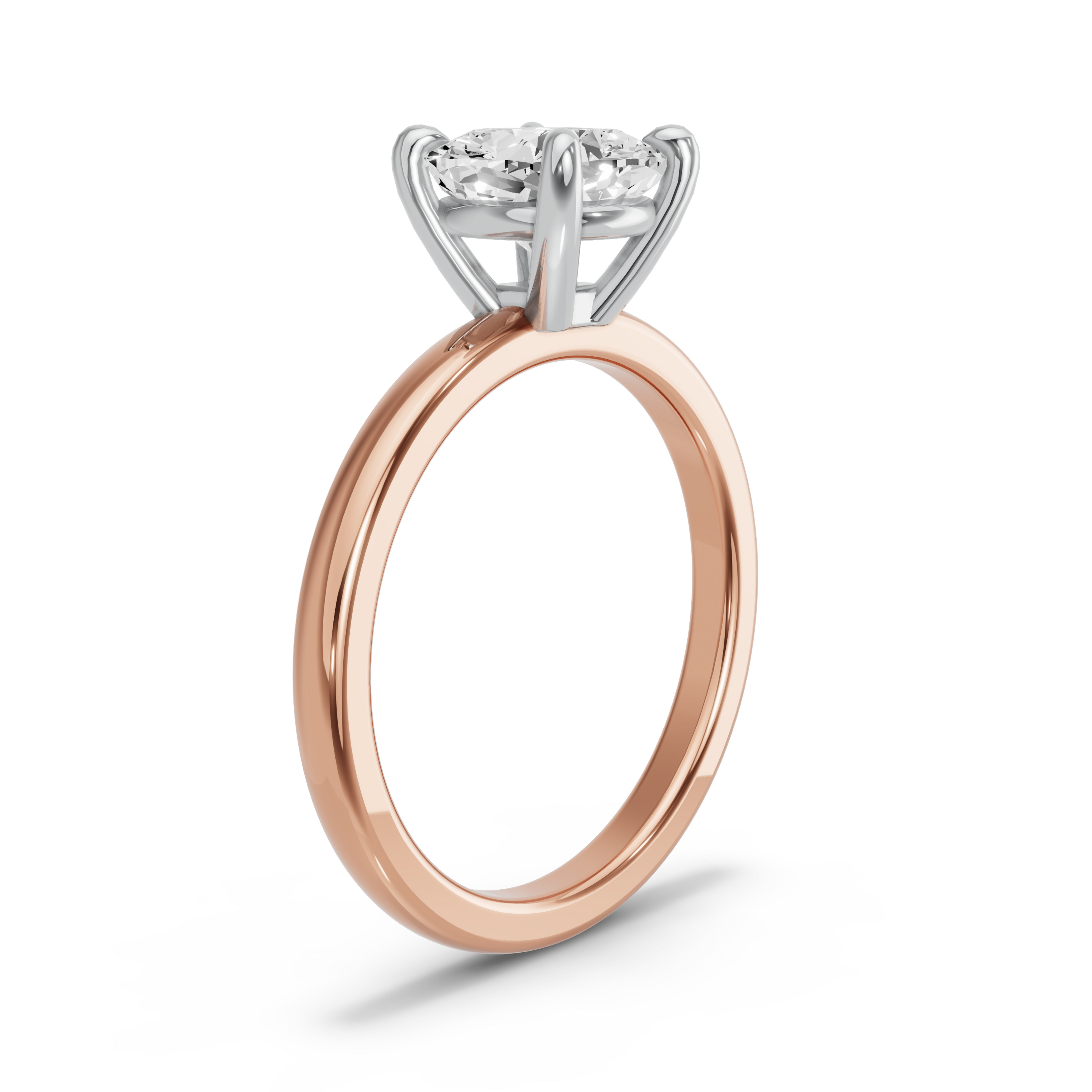 Image for Cushion Classic Basket Ring with Solitaire band in 10K Two Tone Rose Gold