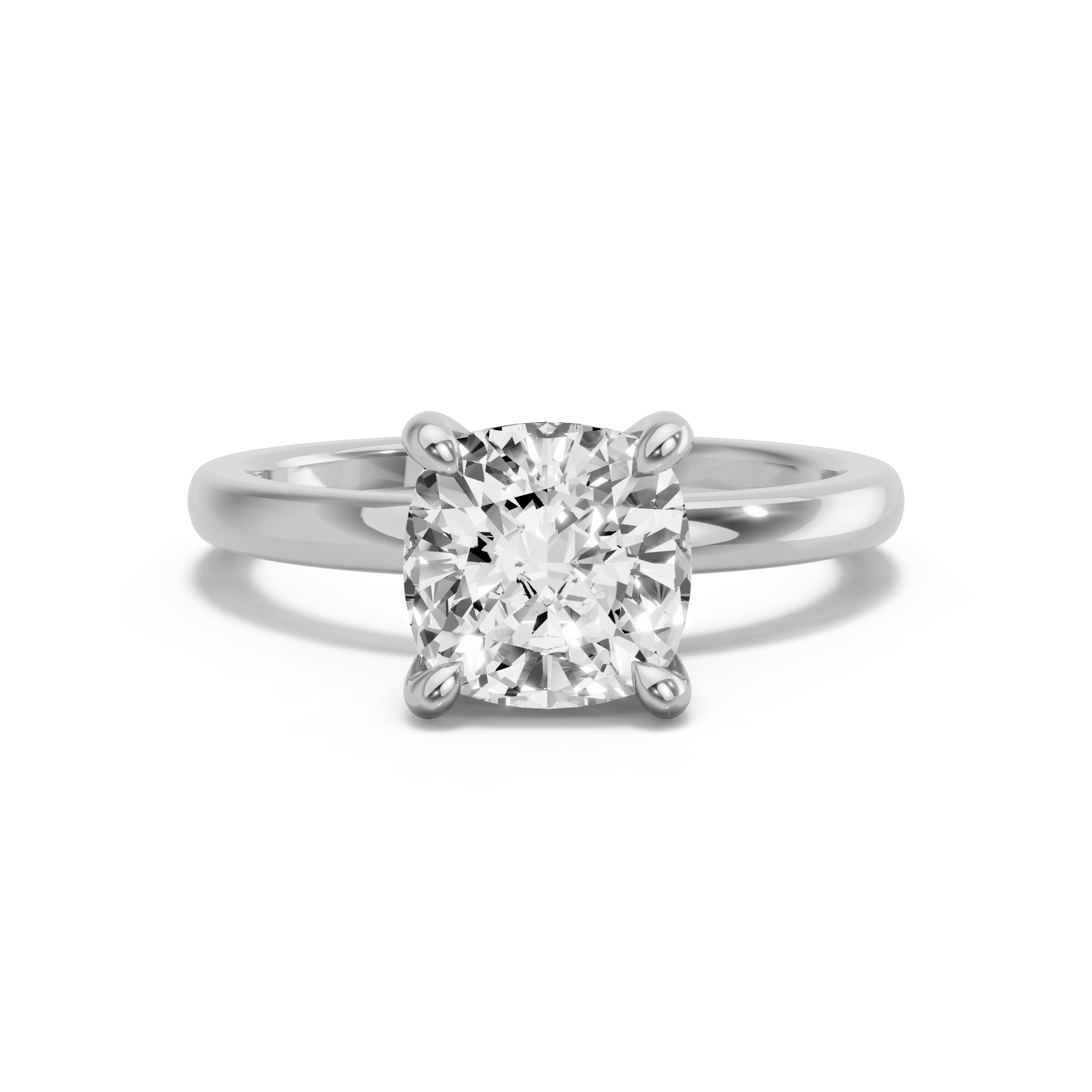 Image for Cushion Classic Basket Ring with Solitaire band in 18K White Gold