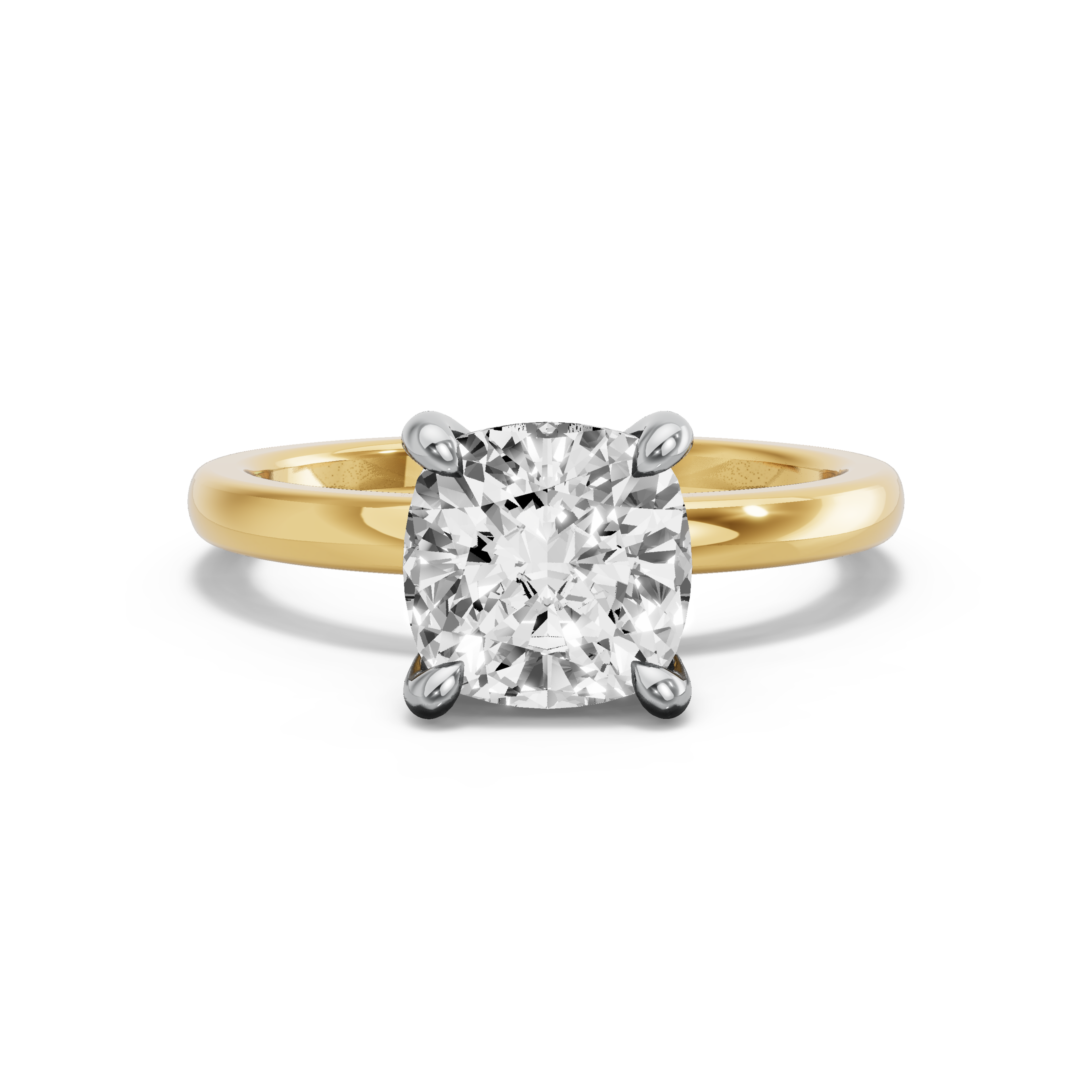 Image for Cushion Classic Basket Ring with Solitaire band in 14K Two Tone Yellow Gold