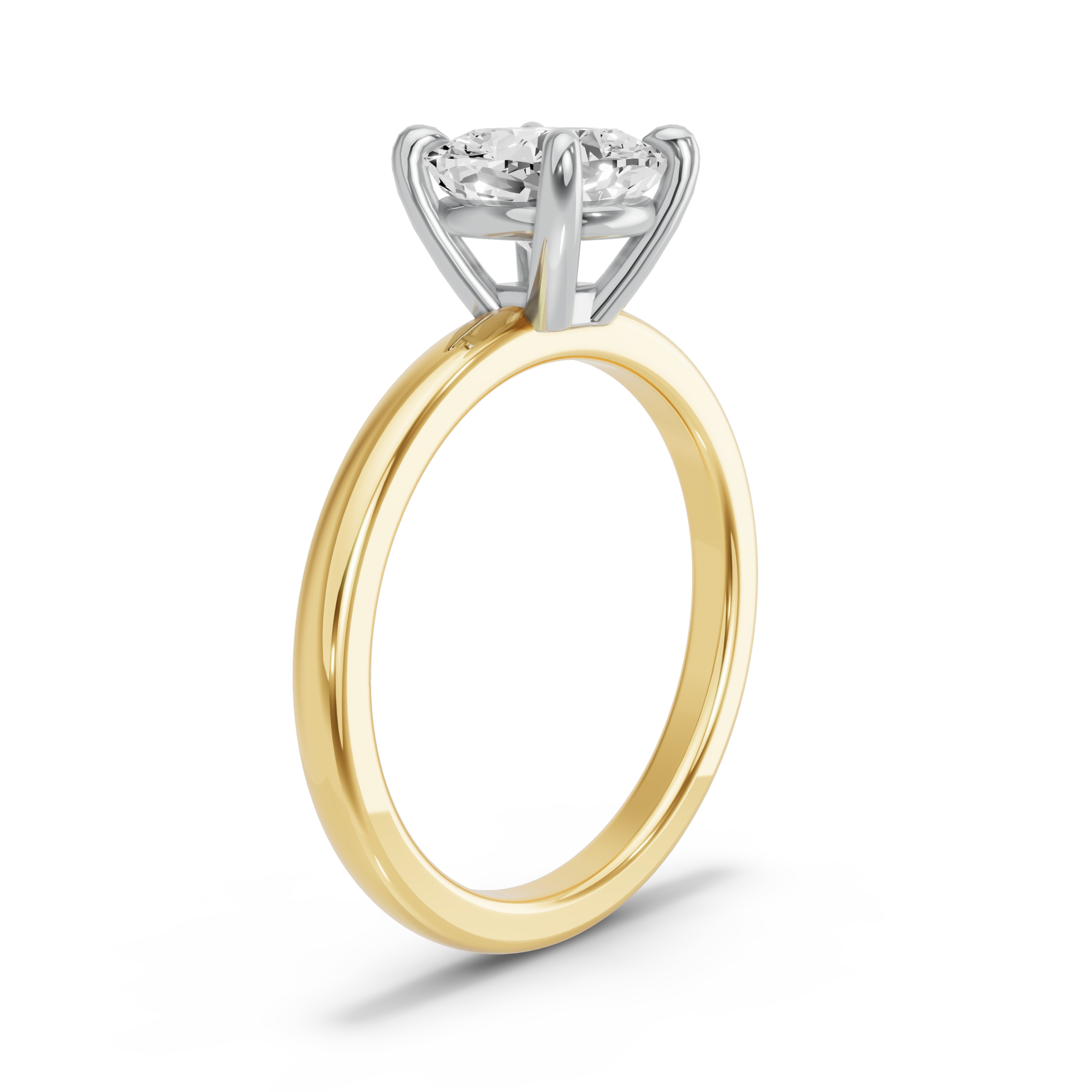 Image for Cushion Classic Basket Ring with Solitaire band in 18K Two Tone Yellow Gold