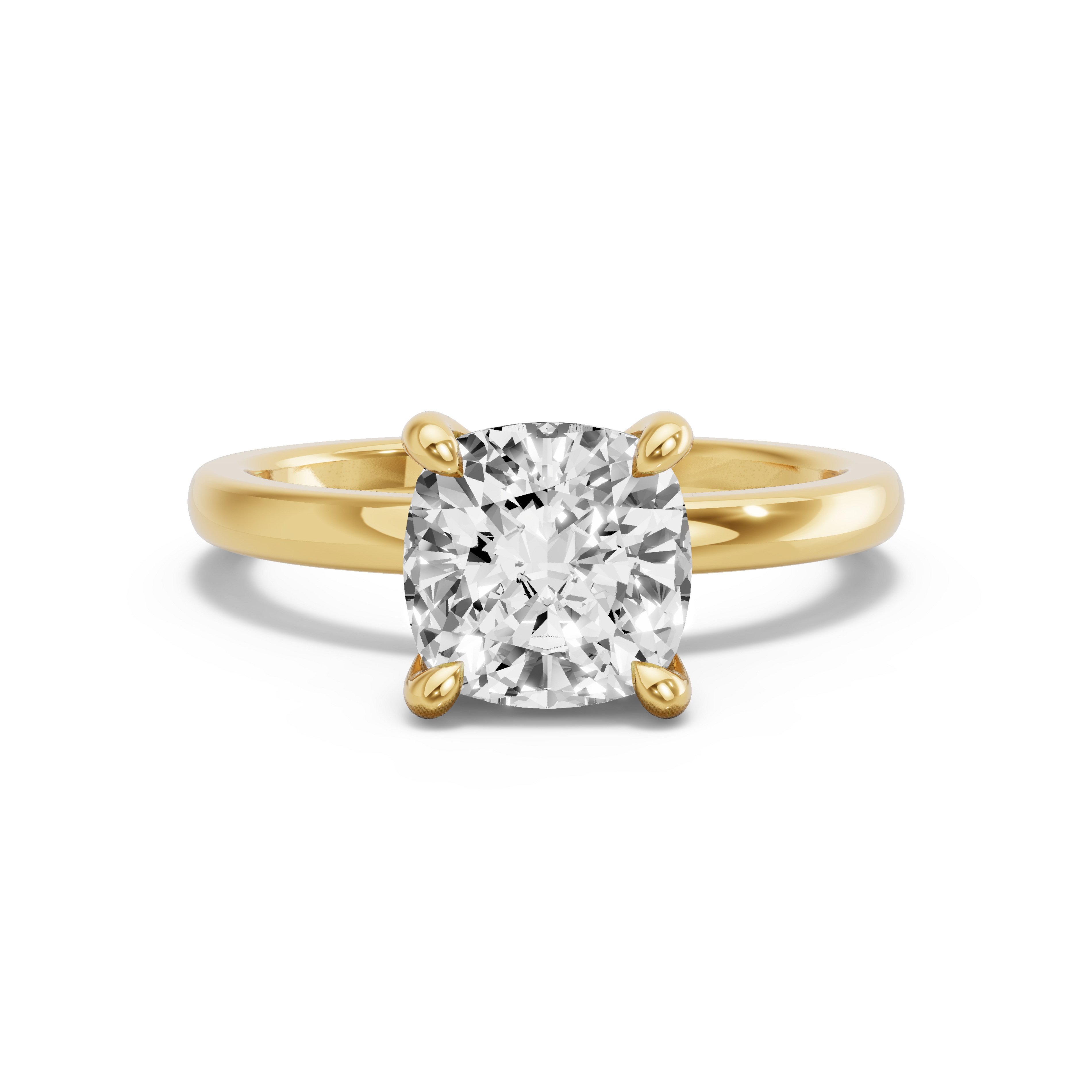 Image for Cushion Classic Basket Ring with Solitaire band in 14K Yellow Gold