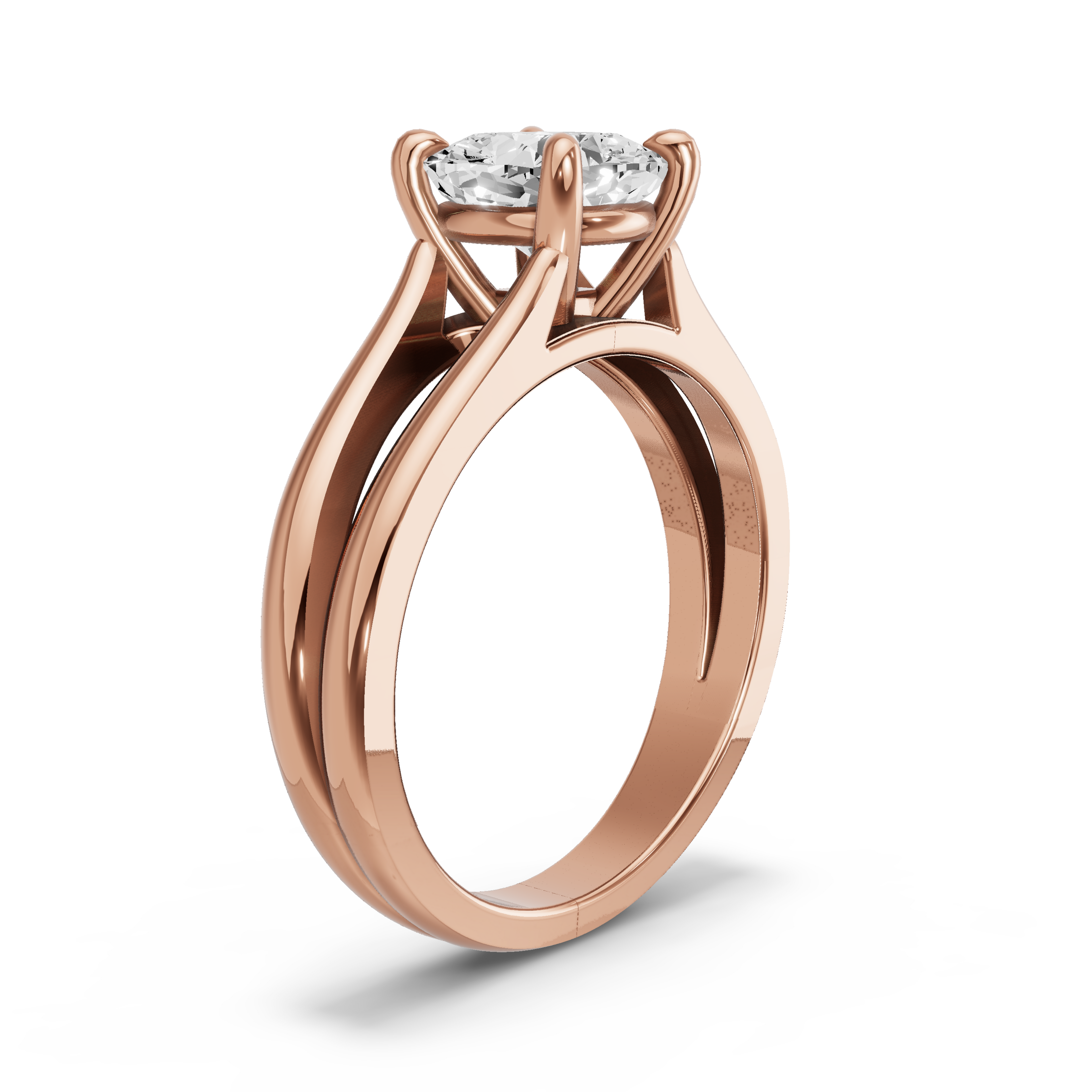 Image for Cushion Classic Basket Ring with Split Ring Solitaire band in 14K Rose Gold