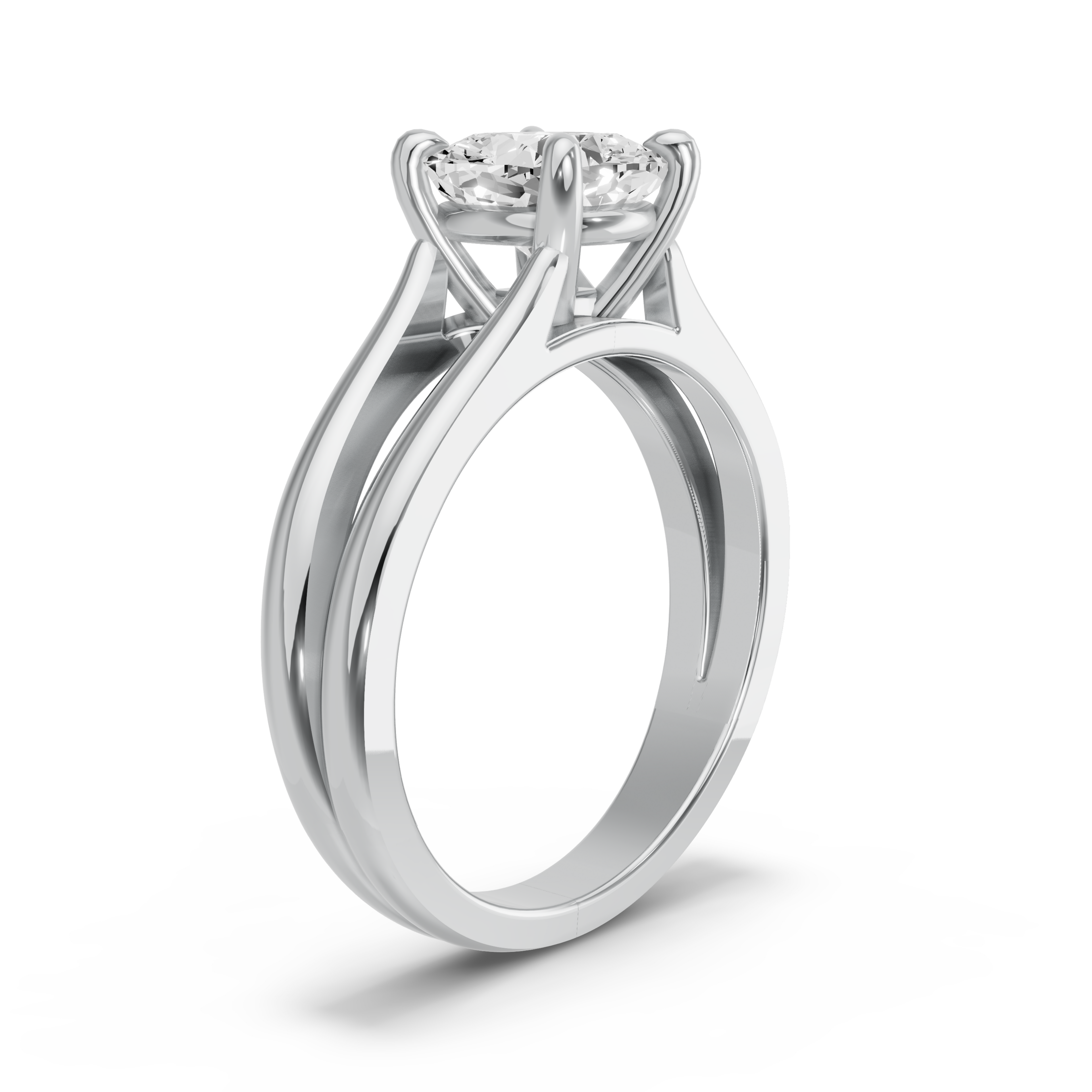 Image for Cushion Classic Basket Ring with Split Ring Solitaire band in 14K White Gold