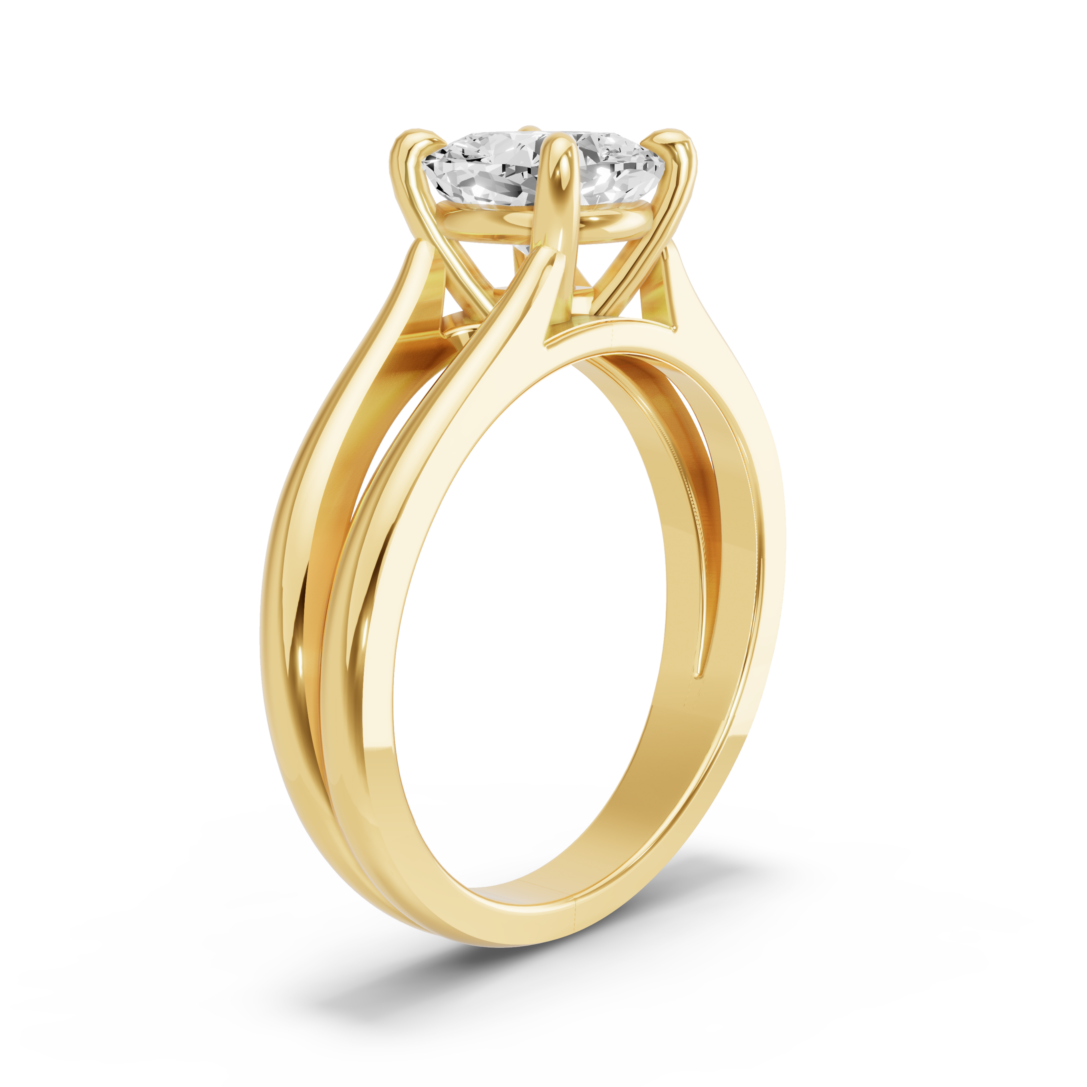 Image for Cushion Classic Basket Ring with Split Ring Solitaire band in 14K Yellow Gold