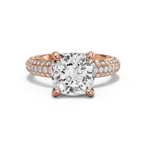Image for Cushion Classic Basket Ring with Triple Row Pave band
