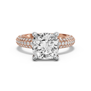 Image for Cushion Classic Basket Ring with Triple Row Pave band
