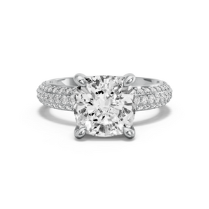 Image for Cushion Classic Basket Ring with Triple Row Pave band