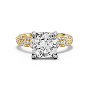 Image for Cushion Classic Basket Ring with Triple Row Pave band