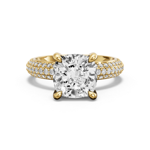 Image for Cushion Classic Basket Ring with Triple Row Pave band