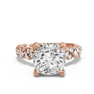 Image for Cushion Classic Basket Ring with Twist Pave band