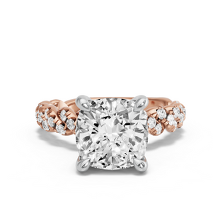 Image for Cushion Classic Basket Ring with Twist Pave band