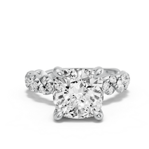 Image for Cushion Classic Basket Ring with Twist Pave band