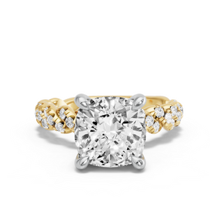 Image for Cushion Classic Basket Ring with Twist Pave band