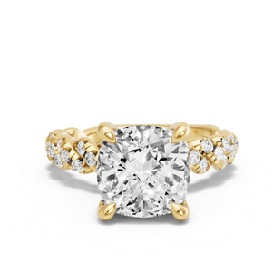 Image for Cushion Classic Basket Ring with Twist Pave band