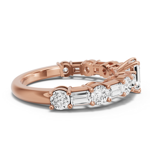 Image for Emerald Classic Basket Ring with Alternating Baguette band