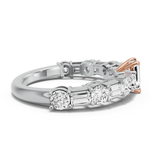 Image for Emerald Classic Basket Ring with Alternating Baguette band