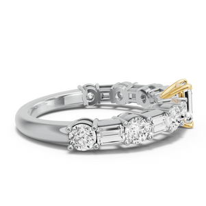Image for Emerald Classic Basket Ring with Alternating Baguette band