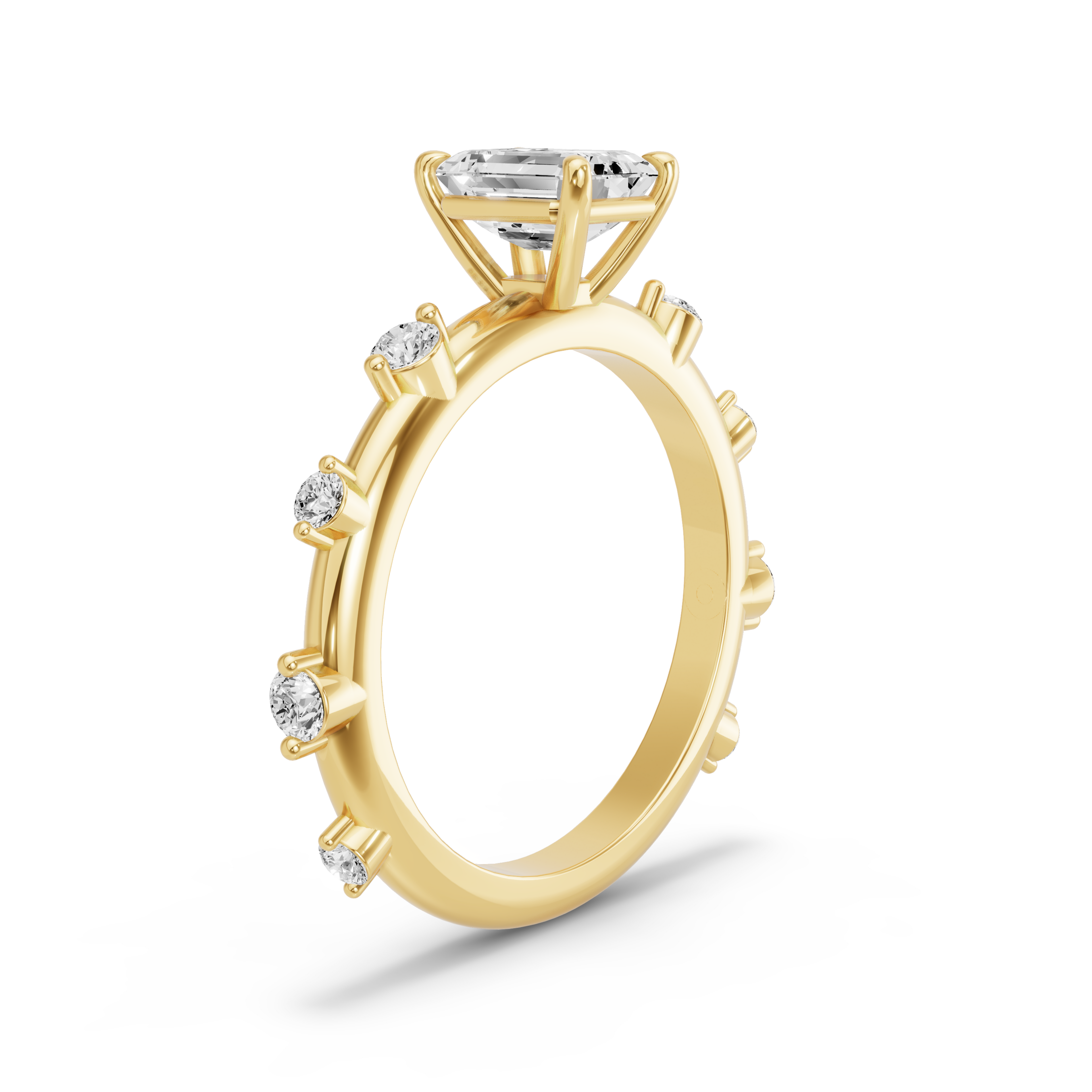 Image for Emerald Classic Basket Ring with Floating Station band in 18K Yellow Gold